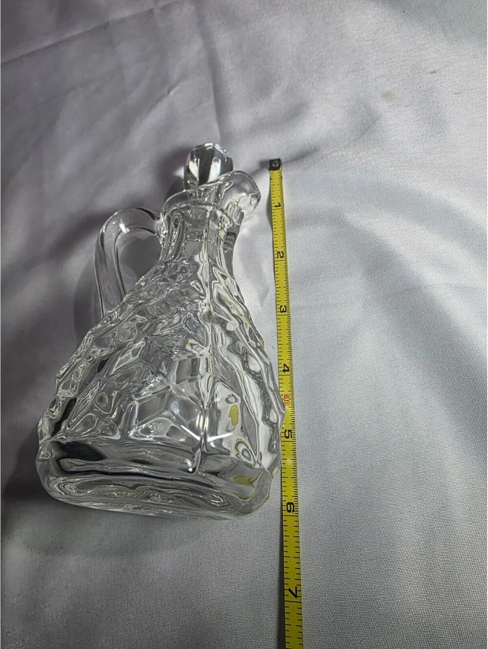 Vintage Clear Pressed Glass Cruet Decanter w Glass Stopper 6